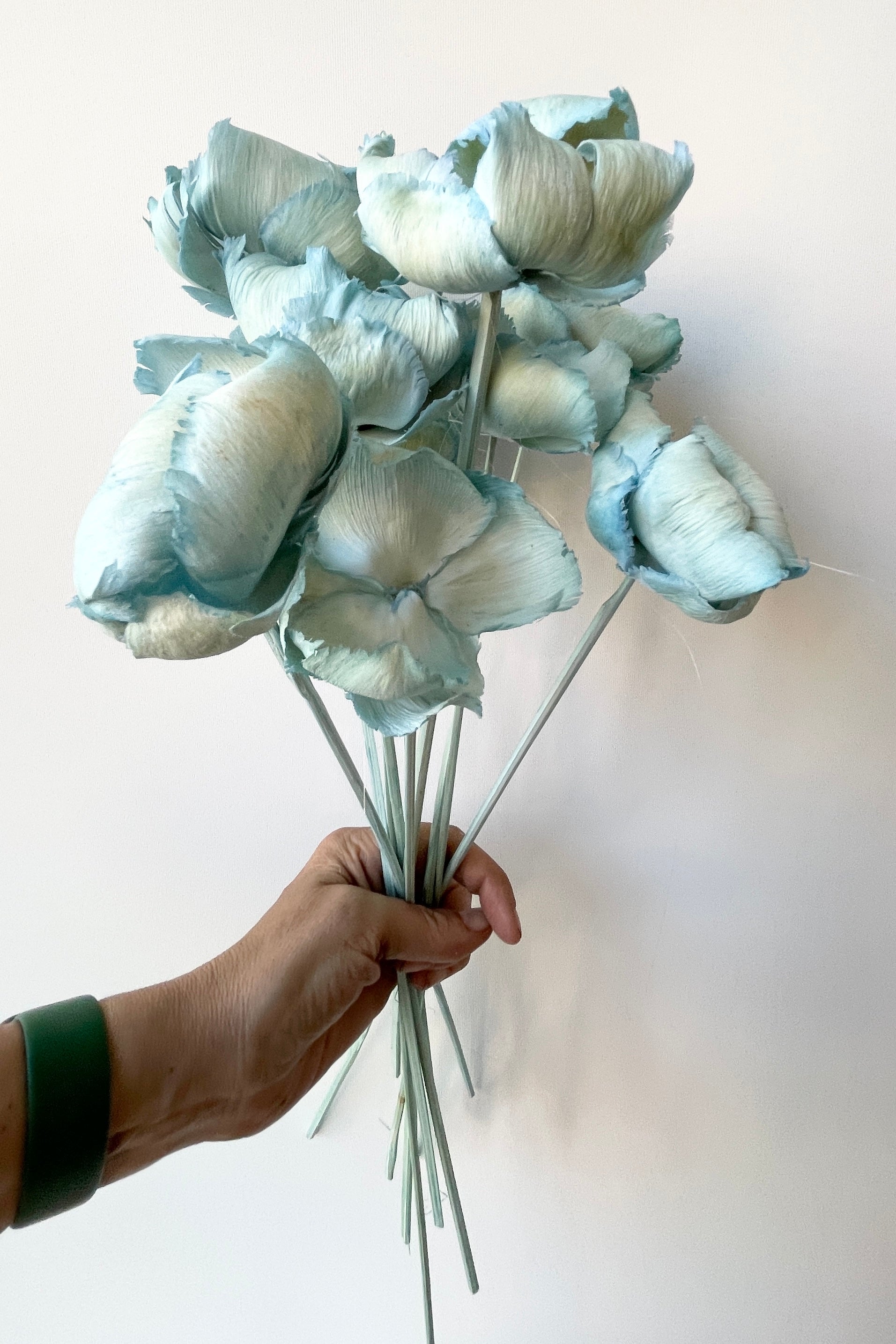 Palm Cap Gray Blue Pastel Preserved Bunch
