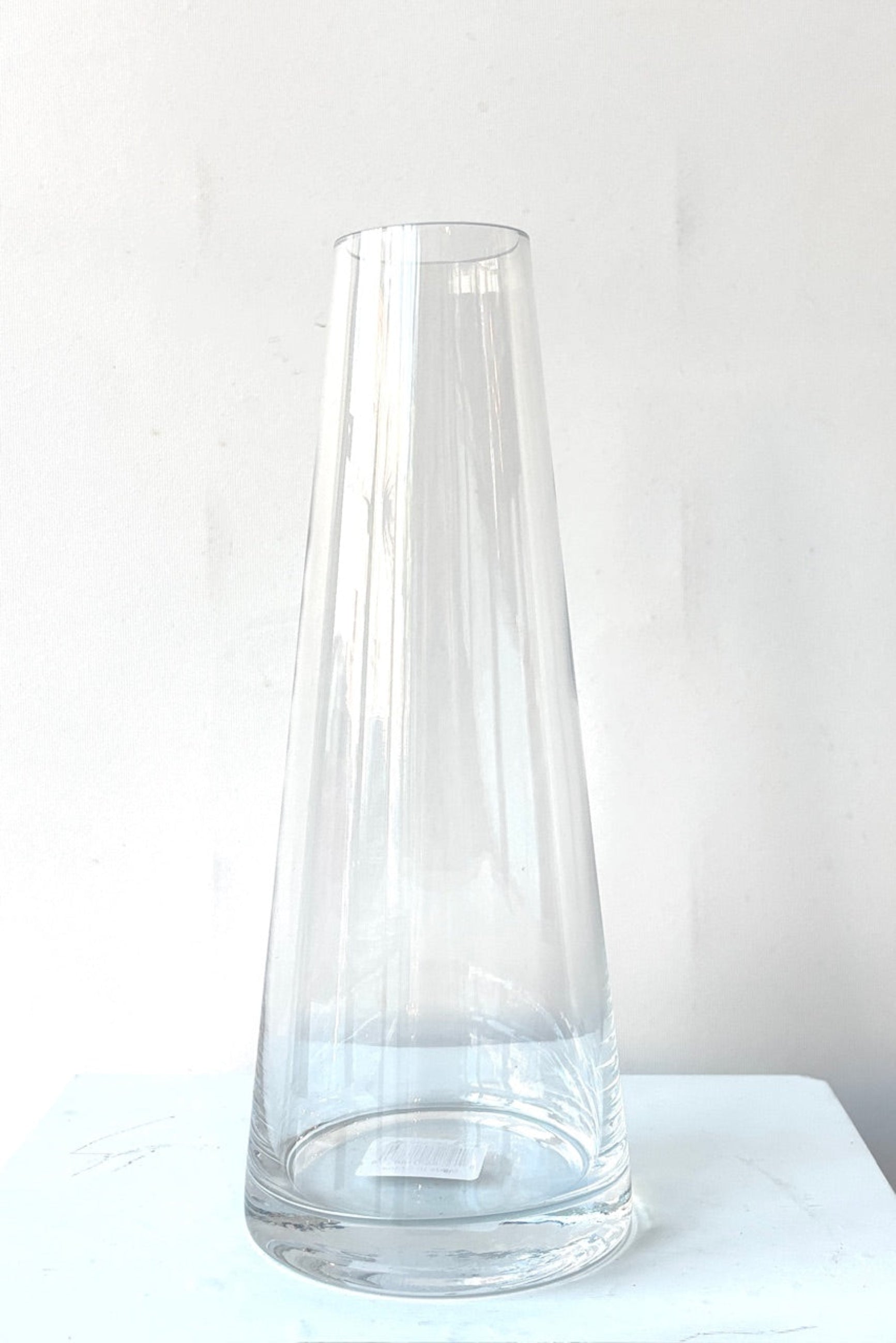Reverse Taper Clear Glass Vase 10"h x 4.75"dia x 2"